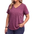thumbnail image 3 of WellSize Plus Size Tops for Women Casual V Neck Blouses Dressy Lace Short Sleeve Shirts Summer Tunic Tops, 3 of 8