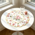 thumbnail image 4 of Paper Placemats,13 Inch Flower Print Watercolor Rose Round Table Mats,Non-Slip Heat Resistant & Washable Table Decor Mats for Dining Dinner Holiday Tabletop Decoration, 4 of 6