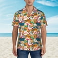 thumbnail image 2 of Bingfone Men's Short Sleeve Button Down Shirts Hawaiian Retro Summer Stamp Printed Beach Shirt, 2 of 7