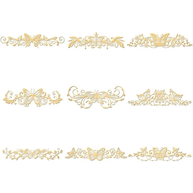 9 pegatinas de metal doradas de 1,6 x 1,6 pulgadas con diseño de mariposas, autoadhesivas, de epoxi doradas, con temática animal.