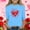 Sky Blue, variant on Red Heart Print Girls Cold Shoulder Shirt - Soft Stretchy 3/4 Sleeve Casual Top for Kids Girls Ages 6-12,Size 12-13T