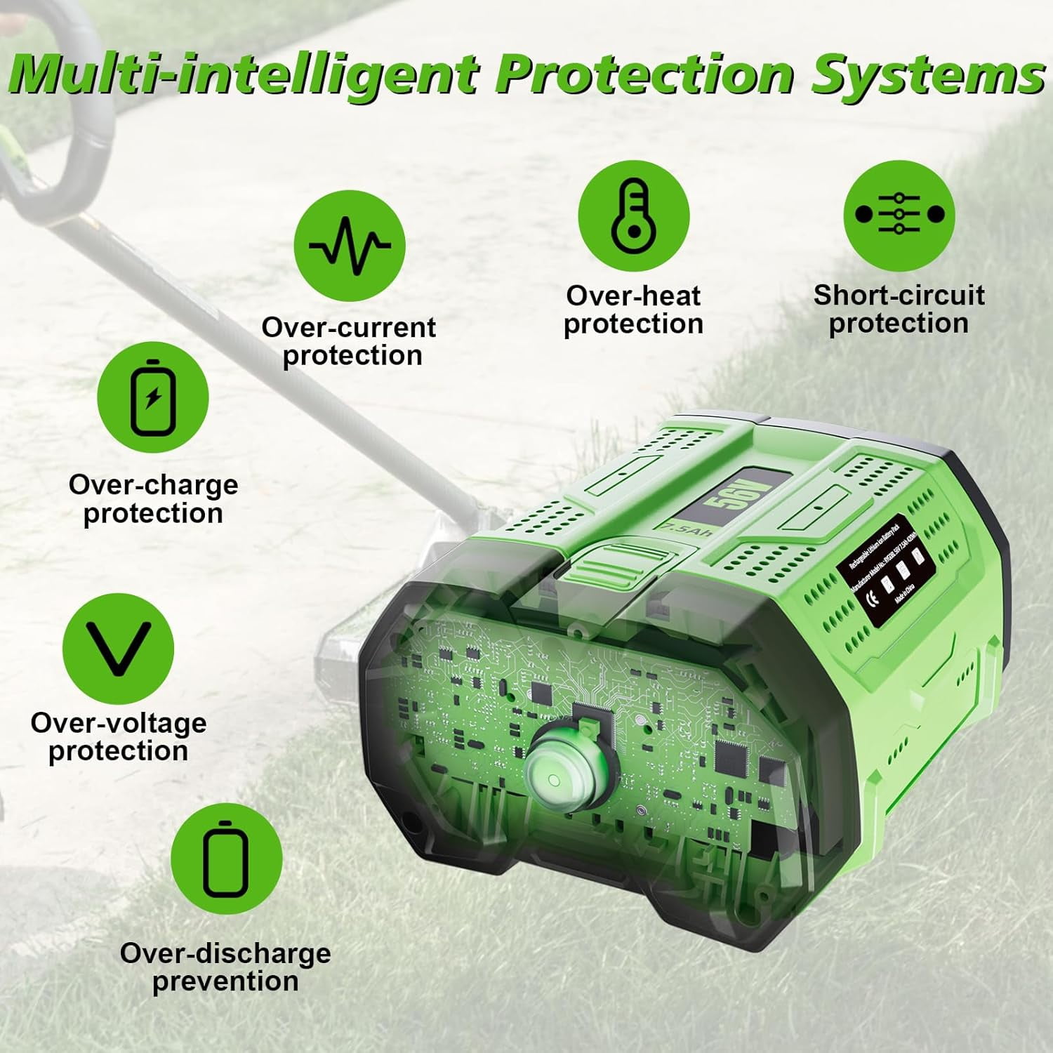 7500mAh Replacement for EGO 56V Battery BA1400T BA2800T BA4200T BA5600T BA3360T BA2242T Compatible with EGO Power+ 56 Volt Lawn Mower, Blower, String Trimmer, Chainsaw