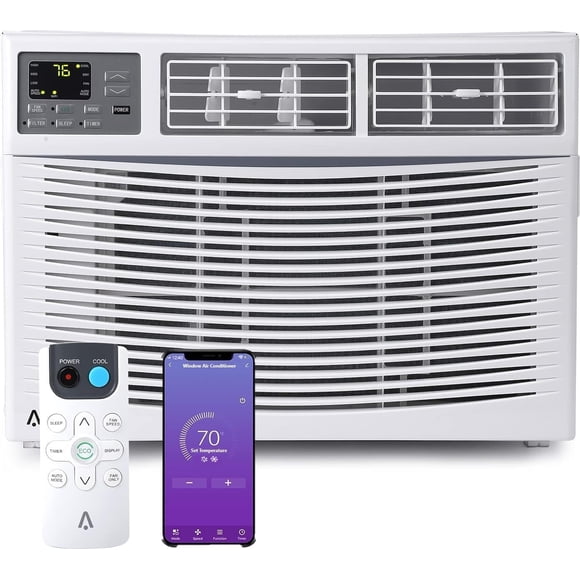 Ourlova 10000 BTU Smart Window Air Conditioner with Remote App Control Quiet AC Unit for Rooms up to 450 Sq Ft Window AC with Dehumidifier ECO Sleep Mode 110-115V Easy Install