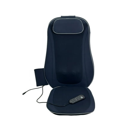 Shiatsu Back Massager with Heat - Deep Kneading Massage Cushion for Office Chair, Car & Home - Vibration, Tuina Style - Dark Blue