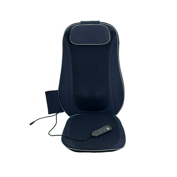 Shiatsu Back Massager with Heat - Deep Kneading Massage Cushion for Office Chair, Car & Home - Vibration, Tuina Style - Dark Blue