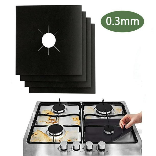 Estufa BLESIY Cubierta de quemador de gas de PTFE lavable Y reutilizable 4 piezas