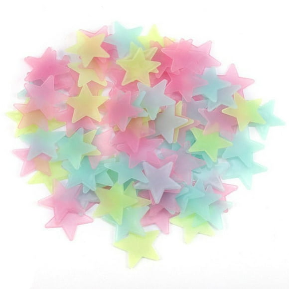 100Pcs Gorgeous Night-luminous Fluorescent Glow Stars Stickers Home Decor Wall Sticker for Kids Bedroom