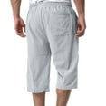 thumbnail image 5 of 3/4 Linen Capri Pants for Men Loose Fit Elastic Drawstring Waist Cropped Trousers with Side Pockets Breathable Lightweight Summer Casual Beach Yoga Workout Bottoms, #03 Light Gray, M, 5 of 5
