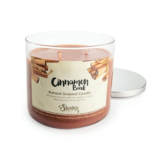 Cinnamon Bark Scented 3 Wick Candle - All Natural - Made with 100% Responsibly Sourced Soy and Essential Fragrance Oils - Phthalate & Paraffin Free, Vegan, Non-Toxic