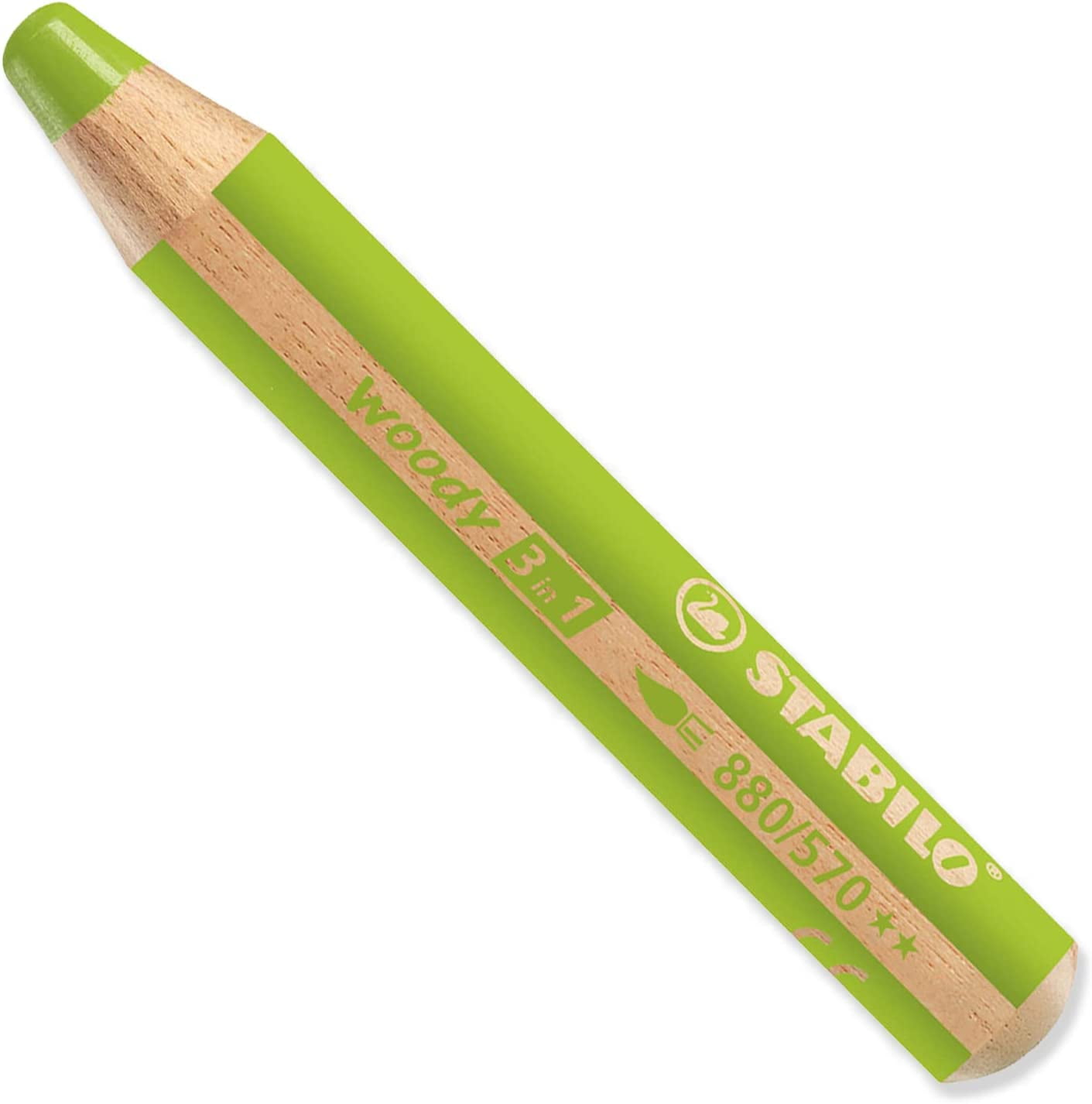 Multi-Talented Pencil - STABILO Woody 3-in-1 - Box of 5 - Red, Orange, Leaf Green, Cyan Blue, Lilac + Sharpener