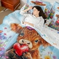thumbnail image 4 of Erosebridal Literie Taureau des Highlands Format Simple, Ensemble de Lit Fleur de Marguerite Colorée, Animal Rustique Réversible Lit en Sac Format Simple, Déco de Chambre Légère, 7 Pcs, 4 of 7
