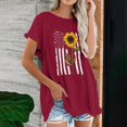 thumbnail image 2 of Blusa superior de lino y algodón con estampado de manga corta y cuello redondo con borlas para mujer Pompotops  hkajfhjk469315, 2 of 5