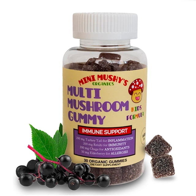 Gummy Mini Mushy's Organic Immune Support para niños de 2 años o más, 30 unidades