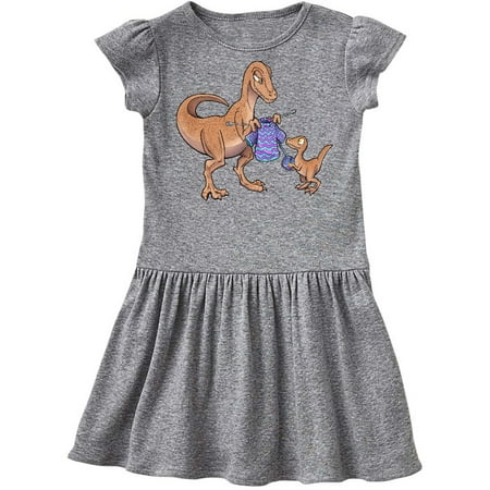 

Inktastic Knitting Dinosaur Mom with Baby Dinosaur Gift Toddler Girl Dress