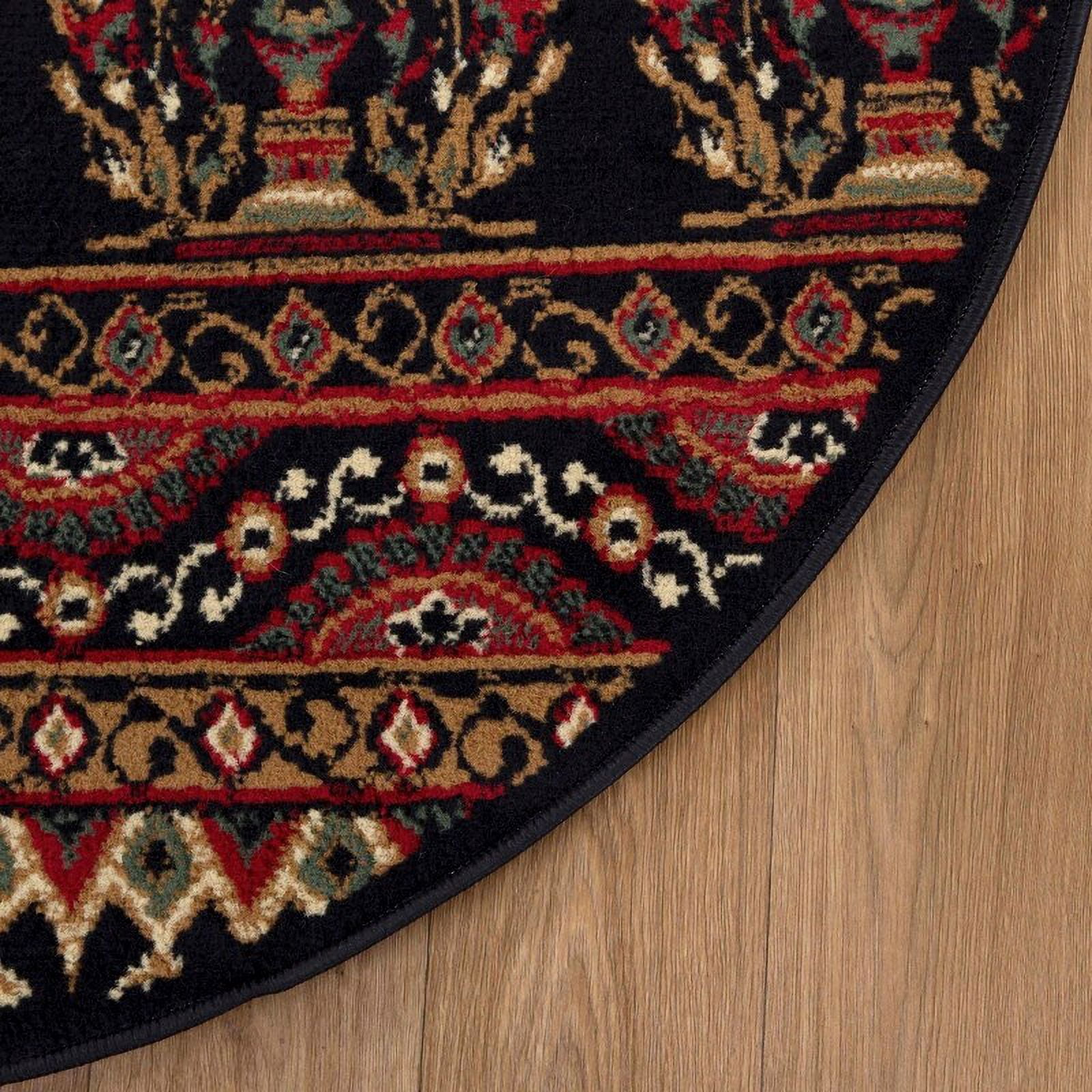Superior Contemporary Geometric Abstract Floral Power-Loomed Indoor Area Rug, Black, 5'