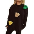 thumbnail image 2 of TIMIFIS Femmes Christmas Sweater Graphique Imprimé Manches Longues Col Ras du Cou Chandail Tricoté Léger Automne Chandail Décontracté Chandails des Fêtes, 2 of 8