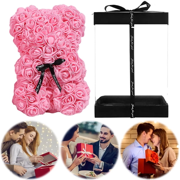 Oso Flores Rosas Peluche Rosa 25 Cm para Su Mamá Esposa Femenina
