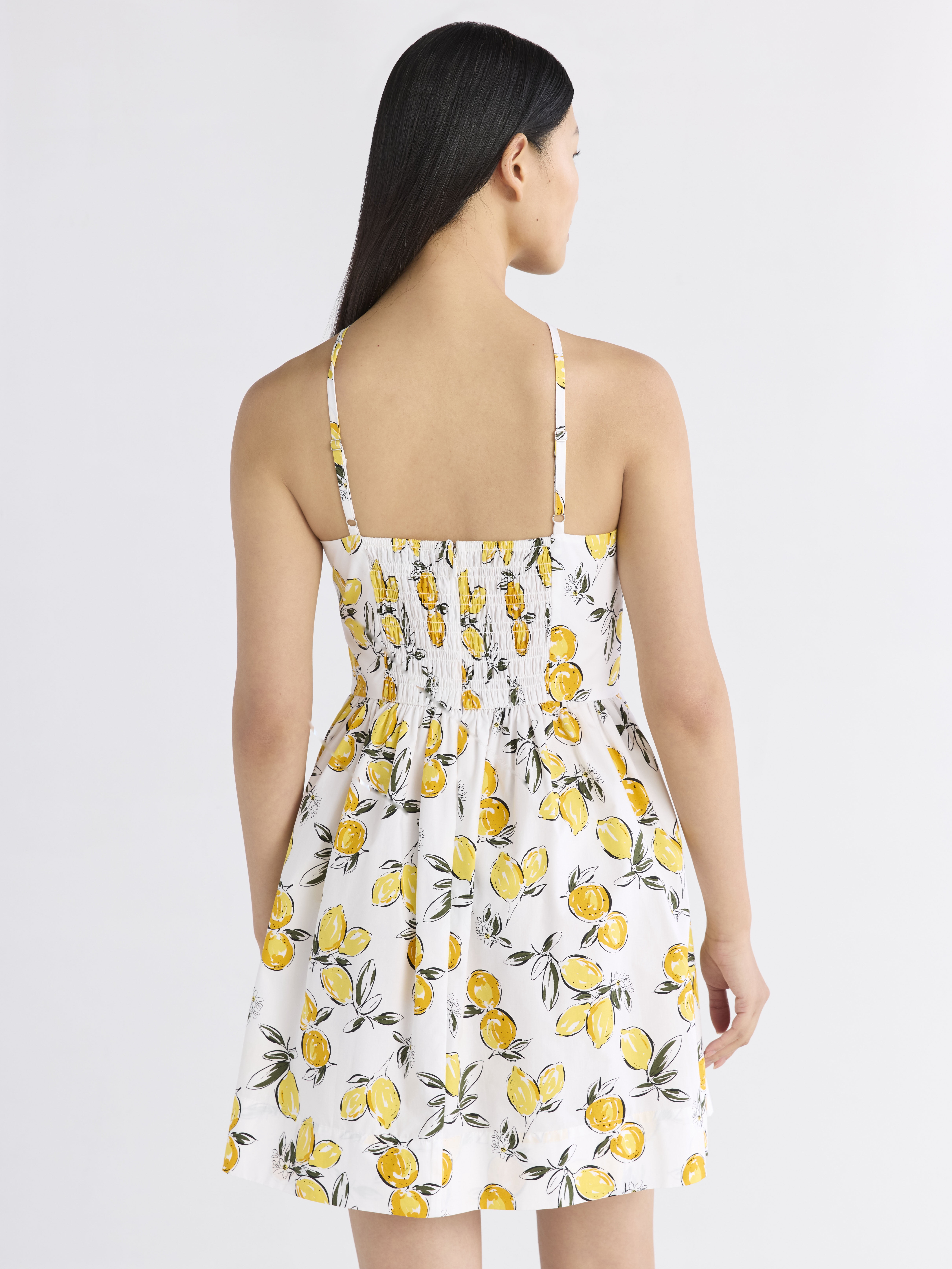 Free Assembly Women's Sleeveless Halter Fit and Flare Cotton Mini Dress, XS-XXL