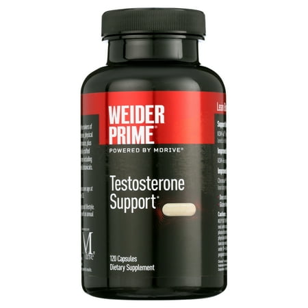 Weider Prime Testosterone Support - 120 capsules - Men's Health Supplement- Enriched with Vitamins & Minerals- Daily Energy & Vitality - with Ashwagandha, Chromax Chromium, Bioperine & Zinc