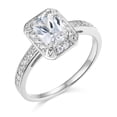 thumbnail image 2 of Wellingsale Ladies Solid 14k White Gold Polished CZ Cubic Zirconia Radiant Cut Engagement Ring with Side Stones - Size 7, 2 of 6