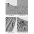 thumbnail image 6 of GIRUNS Men's Pajama Set Lightweight Sleepwear Short Sleeve and Shorts with Pockets Light Gray M, 6 of 7