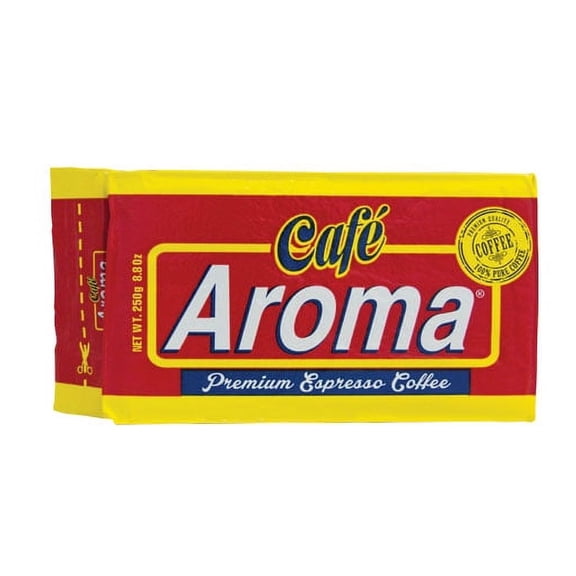 Cafe Aroma Espresso Ground Coffee, Dark Roast Caffeinated, 8.8 oz