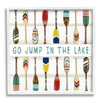 Stupell Industries Jump In Lake Various Patterned Oars Graphic Art White Framed Art Print Wall Art, Design by Elizabeth Tyndall