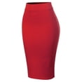 thumbnail image 3 of MixMatchy Women's Waist Band Midi Stretchy Ponte Basic Knee Pencil Skirt, 3 of 3