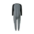 thumbnail image 6 of Hirigin Store Men Assorted Color One-piece Pajama, Long Sleeve Round Collar Button Open Front Nightdress, Black/ Grey/ Blue, 6 of 9