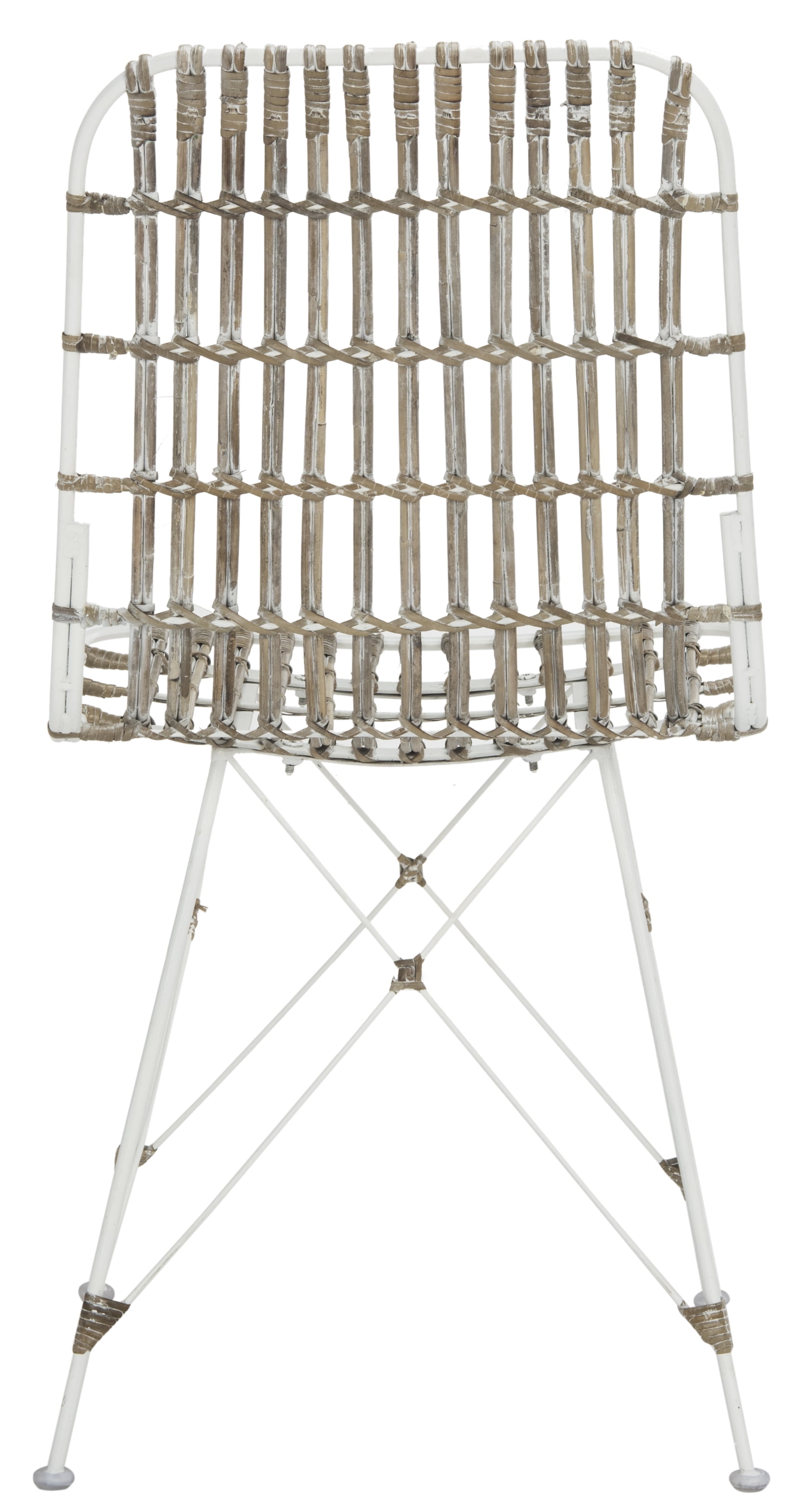 SAFAVIEH Minerva 19" High Wicker Dining Chair, White Wash, Set of 2