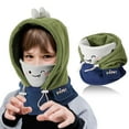 thumbnail image 2 of Splozh Kids Knitted Neck Warmer Children Multifunctional Windproof Warm Wool Winter Hat Scarf Integrated Warmth Green,One Size, 2 of 3