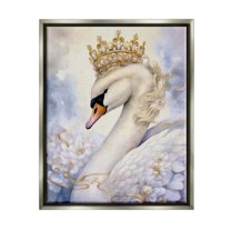 Stupell Industries Elegant Princess Swan Animals & Insects Painting Gray Floater Framed Canvas Art Print Wall Art, 17 x 21