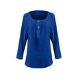 thumbnail image 5 of Women Linen Shirt Oversized Linen Shirts For Women Linen Clothing For Women Boho Peasant Gauze Blouses Peasant Tops For Women Loose Fit Tee Shirt Women Gauze Shirts For Women Blue XL, 5 of 5