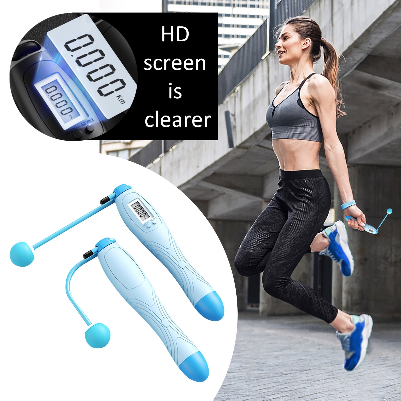 Corde à Sauter Sans Fil Avec Compteur - Écran LCD (temps, Sauts, Calories) - Poignées Antidérapantes - Pour Fitness à Domicile - 13