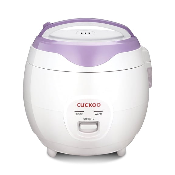 CUCKOO Basic Rice Cooker 6-Cup Uncooked / 12-Cup Cooked, Versatile Rice Maker with Non-Stick Inner Pot, Easy to Use, Auto Keep Warm, White/Purple (CR-0671V)
