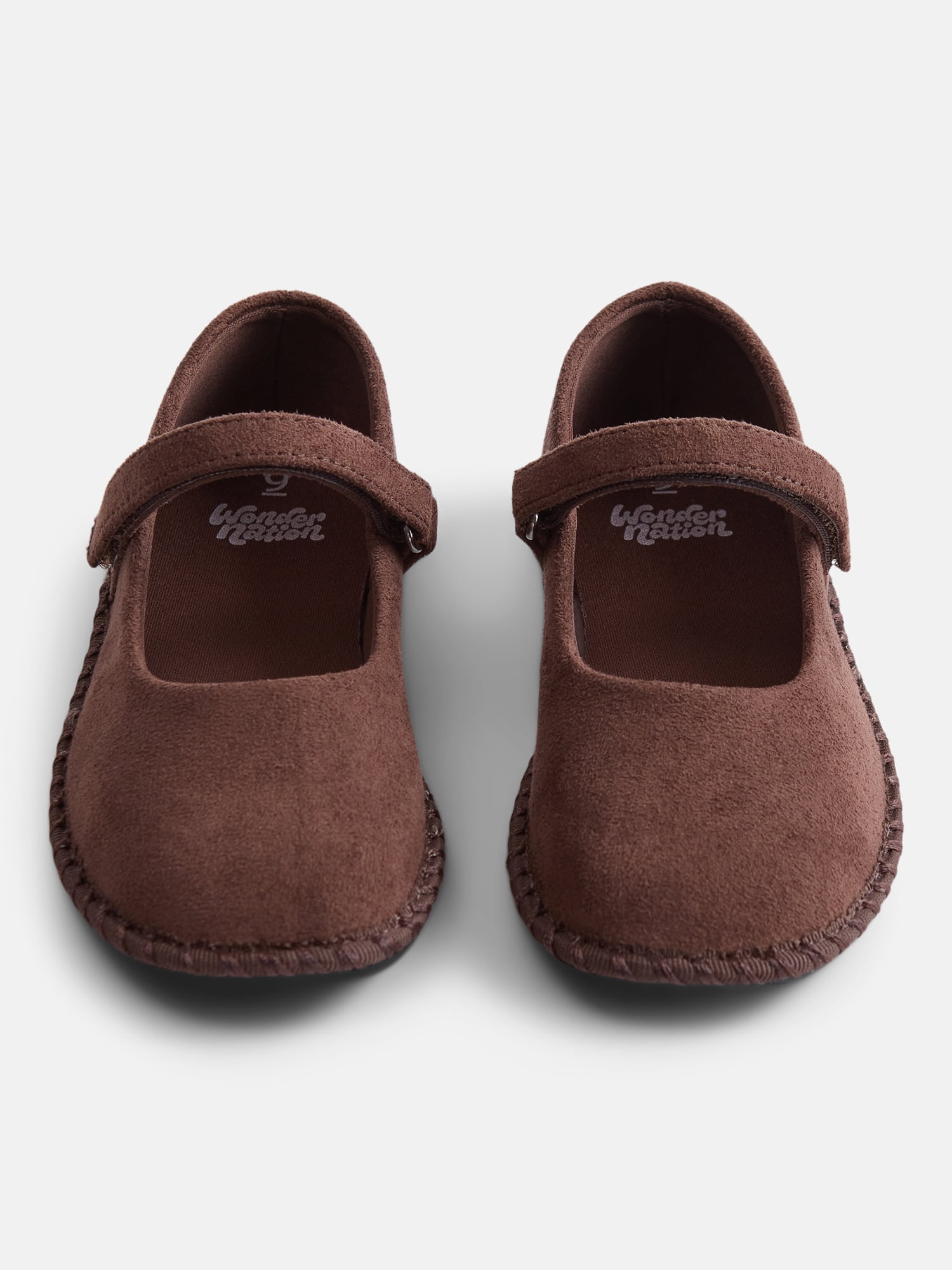 Wonder Nation Toddler Girls Faux Suede Whipstitch Ballet Shoes