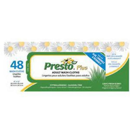 Presto Disposable Adult Washcloth, 8' x 12'-Pack of 48