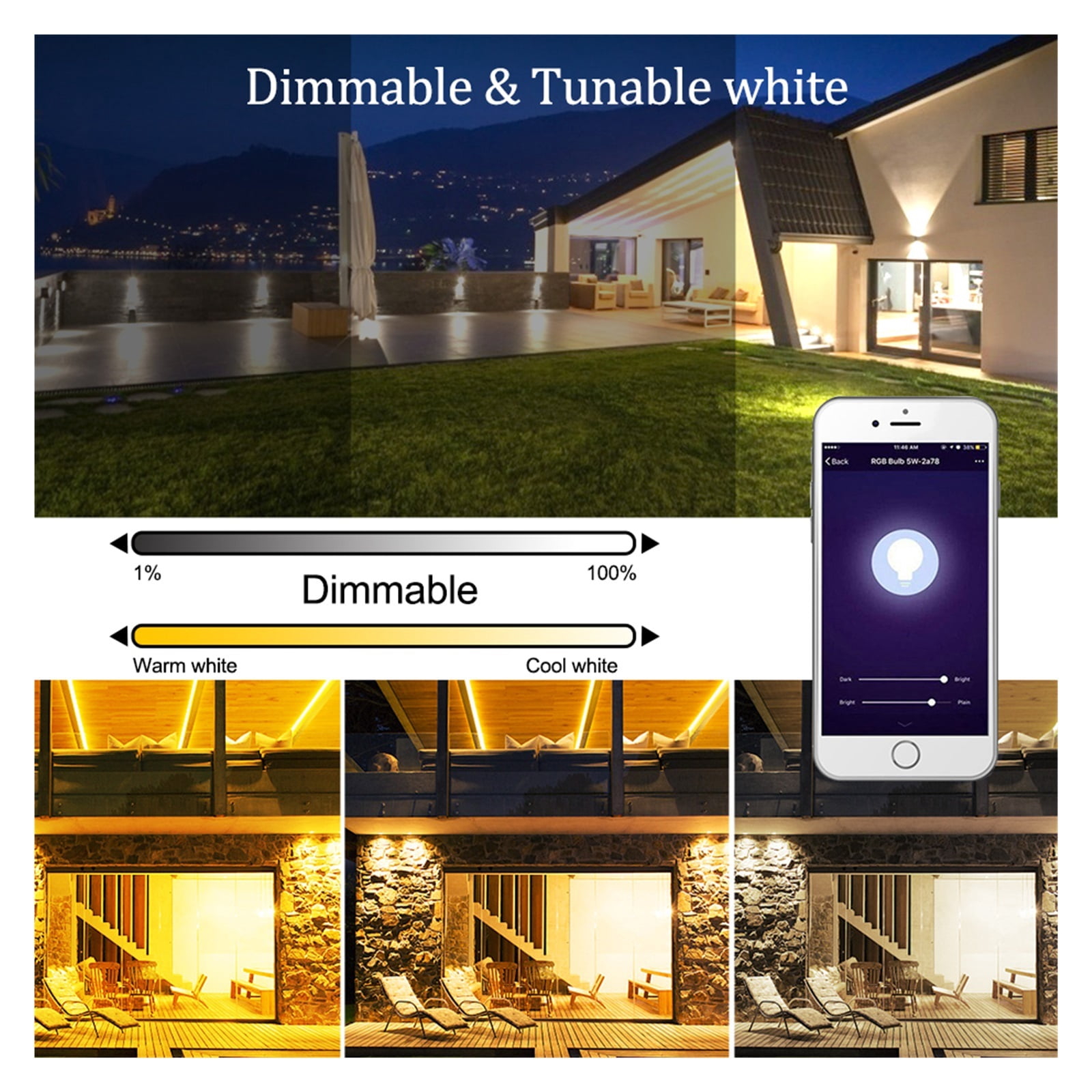 LED Flood Light Tuya Smart Floodlight Wall Lamp Spotlight 30W 50W 100W APP Voice Control Dimmable Outdoor Lighting - Wide Angle Beam