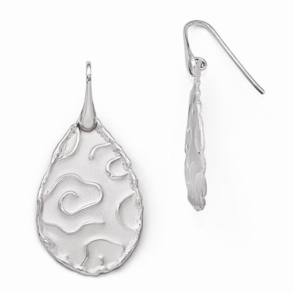 Sterling Silver Rhodium-plated Satin Finish Dangle Earrings - 5.9 Grams - Measures 48x24mm Wide
