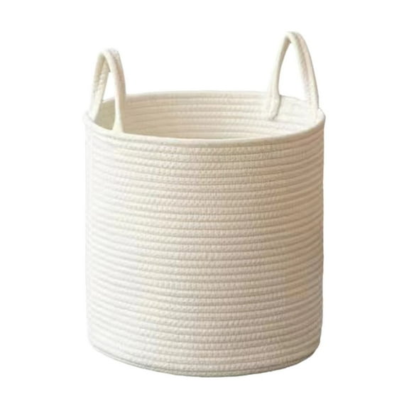 L 15.35X13.77 Inches Large Cotton Woven Storage Basket With Handles For Home Organization Snacks Toys Clothes Storage Living Room Bedroom Bathroom