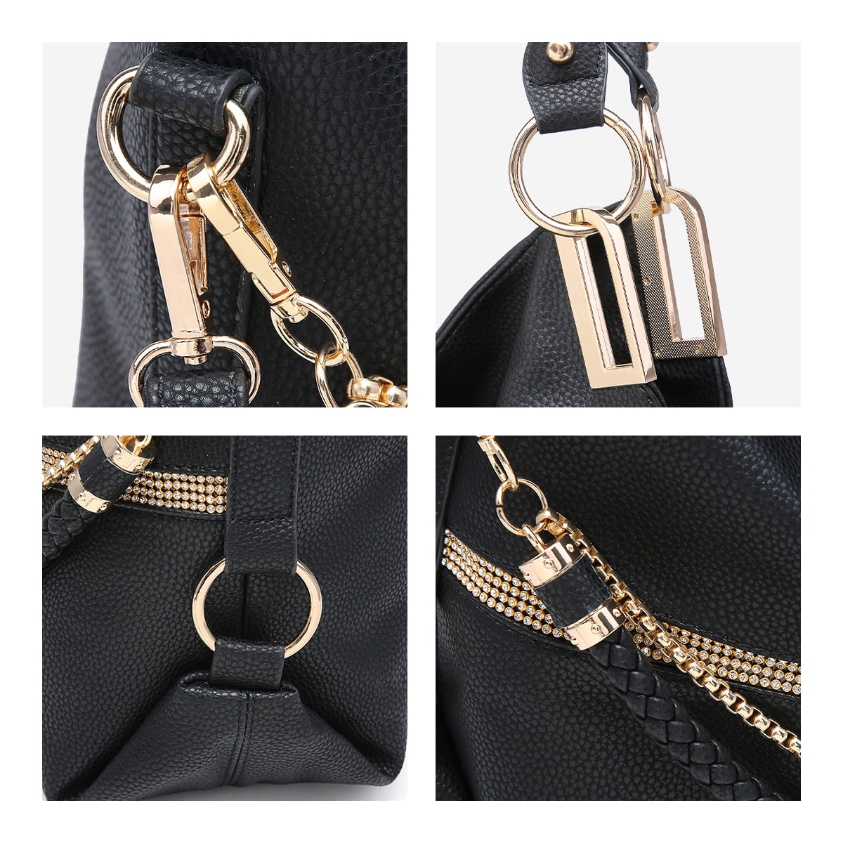 Dasein Hobo Bags for Women Soft Faux Leather Purses and Handbags Large Hobo Purse Shoulder Bag with Rhinestones