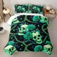 thumbnail image 2 of Homewish Gothic Halloween Skeleton Bed Spread Queen,Rustic Plant Flowers Queen Coverlet Set,3-Piece, 2 of 7