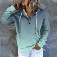 thumbnail image 4 of Daznico Women's Street Style Gradually Changing Color Button Collar Pocket Drawstring Casual Sports Hoodie,Size S, 4 of 5