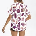 thumbnail image 4 of Gamivast Hawaiian Shirts for Women Fashion Print Summer Tops Floral Tropic Print V Neck T-Shirt Short Sleeve Button Up Tops Soft Cool Beach Shirts Purple L Camisas Para Mujer, 4 of 5