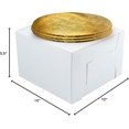 thumbnail image 6 of 10" Combo Box Set - 10x10x5 1/2 White Cake Box with 10" Gold Round Drum 1/4", Pack of 3, 6 of 7