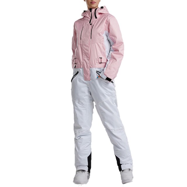 FAVIPT Combinaison de Neige Imperméable à Capuche pour Femme, Chaude et Isolée, une Pièce, Ski, Planche à Neige, Plein Air, Blanc, TP