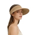 thumbnail image 2 of Sun Visor Hats for Women Solid Color Large Brim Sun Hat Outdoor Travel Cycling Hat Sun Protection, 2 of 5