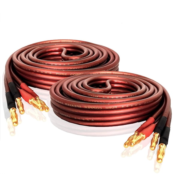 Cable de altavoz LONPOO, calibre 14, cobre libre de oxígeno, 2 m, paquete de 2