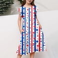 thumbnail image 3 of WERYOUNG Robes Filles Été Décontracté Mode Fête de l'Indépendance Imprimée Manches Volantées Robe Évasée Robe Bohème Nouveau-Né Classique Fête Robe Ligne A Robe d'Été, Blanc, 12-13 Ans, 3 of 5