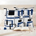 thumbnail image 3 of Blue Black Geometric Outdoor Waterproof Pillow Covers, Modern Minimalist Stripes Aesthetic Decorative Square Throw Pillowcase Sofa Cushion Sham for Patio/Couch/Chair, 16"x16" 2 Pack, 3 of 8